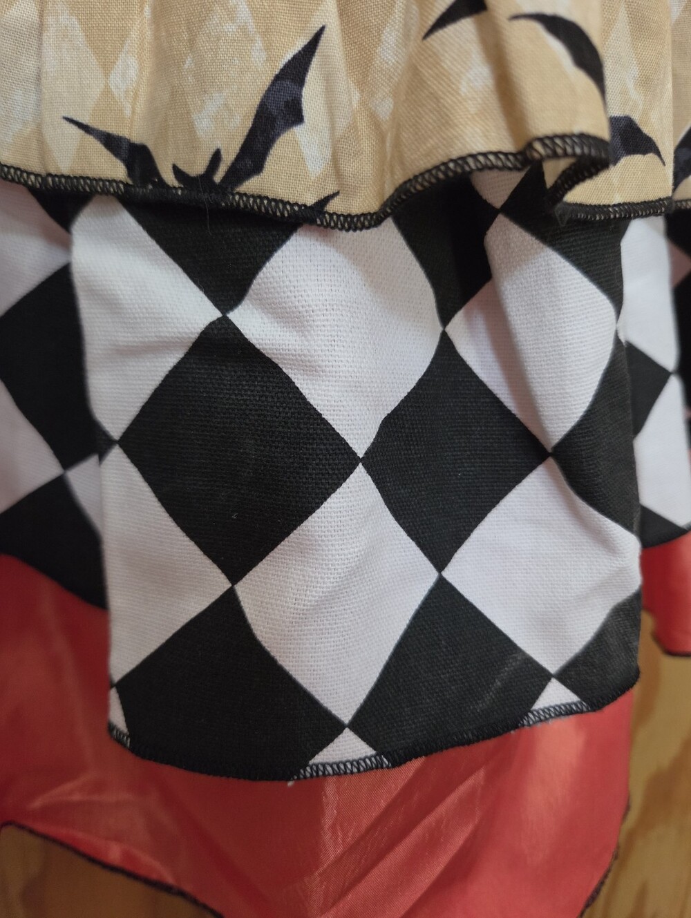 Damsel In This Dress Ruffle Apron Skirt Bat Print Diamond Harlequin Ren Faire - Picture 3 of 4
